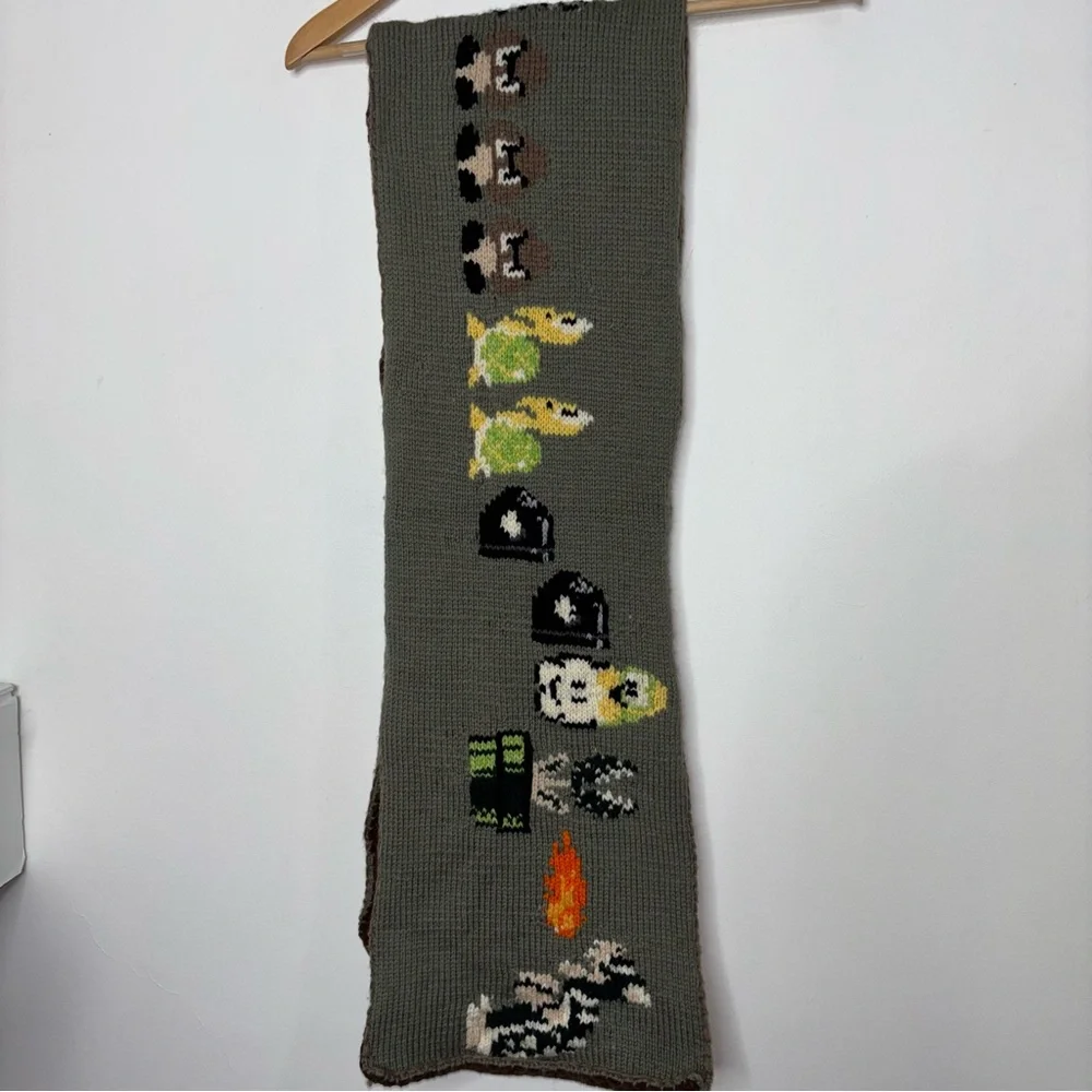 Hand Knit Super Mario Bros Themed Scarf 10” X 64” OOAK